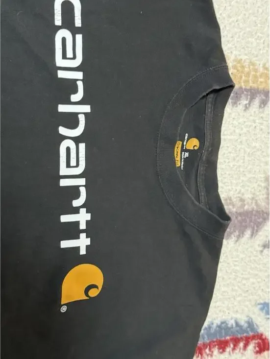 Carhartt Logo Graphic Black Tee Mens XL Original Fit Cotton Casual Workwear - Picture 5 of 6